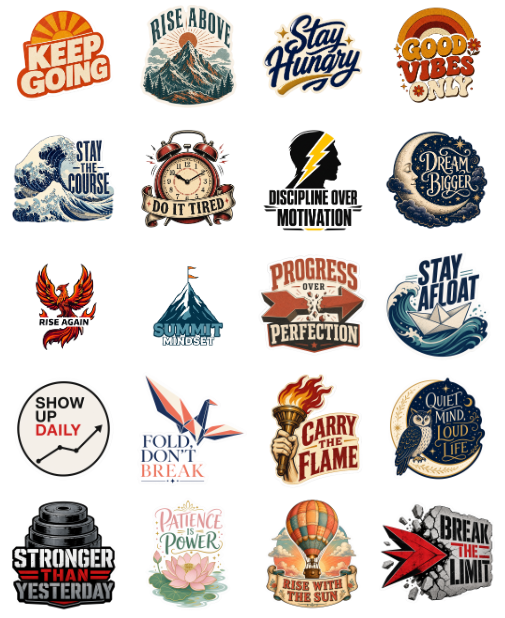 Premium Motivational Stickers print-ready sticker sheet 10