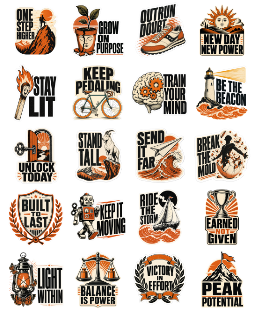 Premium Motivational Stickers print-ready sticker sheet 11