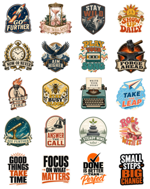 Premium Motivational Stickers print-ready sticker sheet 12