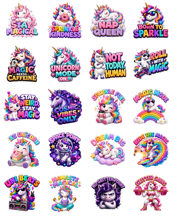 Premium Unicorn Sticker Collection print-ready sticker sheet 4