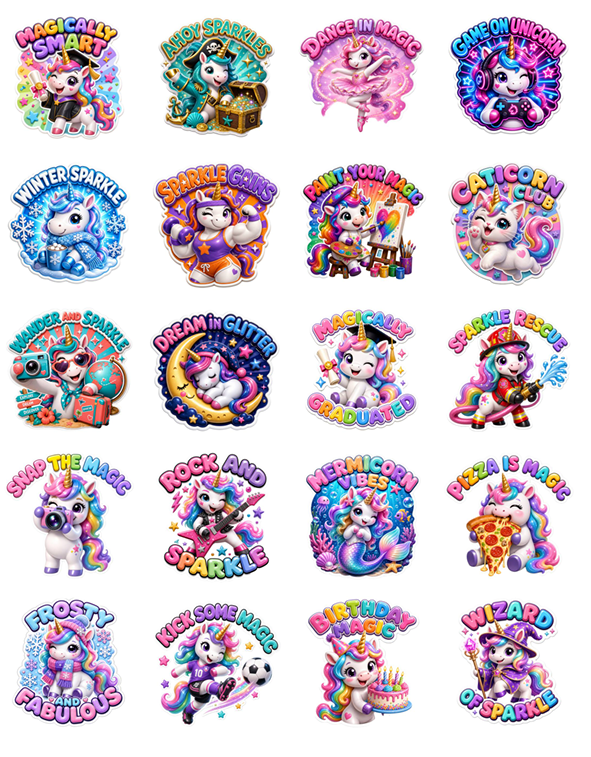 Premium Unicorn Sticker Collection print-ready sticker sheet 5